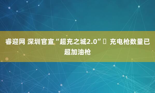 睿迎网 深圳官宣“超充之城2.0” 充电枪数量已超加油枪