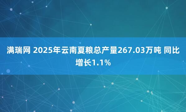 满瑞网 2025年云南夏粮总产量267.03万吨 同比增长1.1%